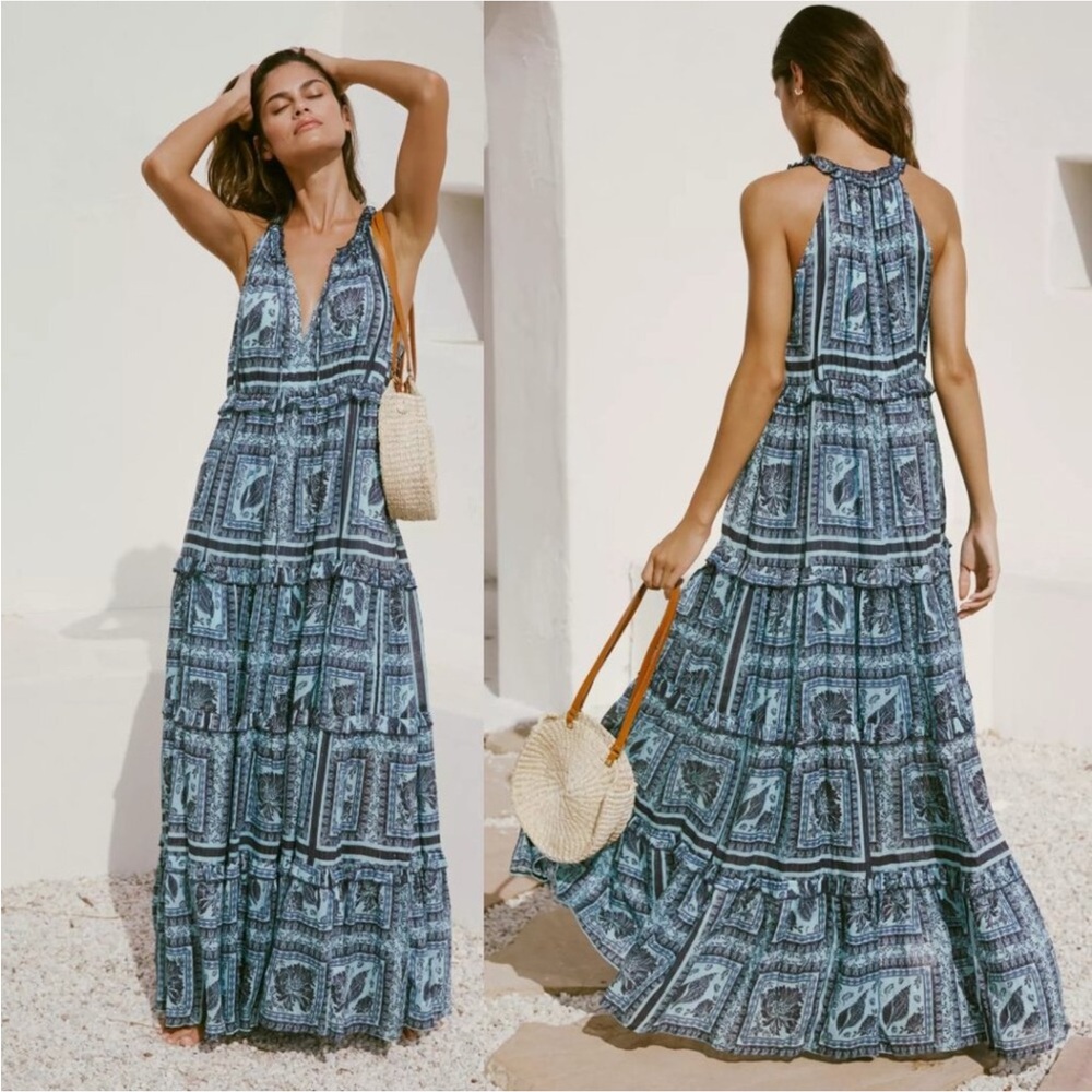 PQ Swim by Anthropologie Halter Tiered Maxi Dress